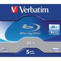 Verbatim Blu-ray BD-R 25 GB 6x Jewel Case Pack of 5 43715
