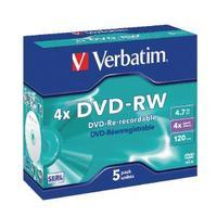 Verbatim DVD-RW 4X 4.7GB Pack of 5 43285