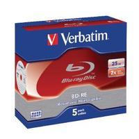 Verbatim Blu-ray BD-RE 25 GB 2x Jewel Case Pack of 5 43615