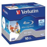 Verbatim Blu-ray BD-R 50 GB 6x Printable Jewel Case Pack of 10 43736