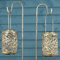 Verdigris Solar Powered Lanterns with Shepherds Crook by Smart Solar