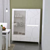 Venice Display Cabinet In White High Gloss Slate With Lighting