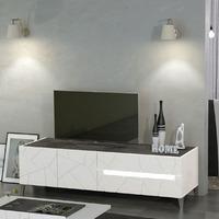 Venice TV Stand In White High Gloss And Slate With Lighting