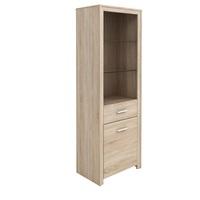 Veneto Wooden Display Cabinet In Brushed Oak With 1 Door