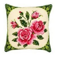 Vervaco Cross Stitch Kit Cushion Kit Pink Roses