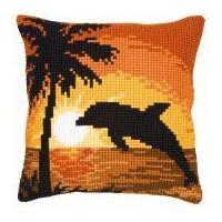 Vervaco Cross Stitch Kit Cushion Kit Sunset Dolphin