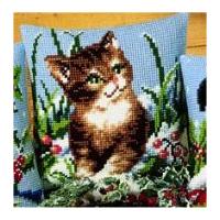 Vervaco Cross Stitch Kit Cushion Kit Winter Scene Kitten