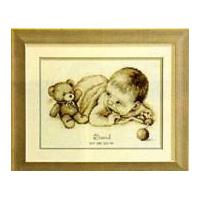 Vervaco Counted Cross Stitch Kit Birth Record Baby with Teddy