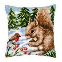 Vervaco Cross Stitch Kit Cushion Kit Winter Scene Squirrel/Robin
