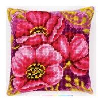 Vervaco Cross Stitch Kit Cushion Kit Pink Flower