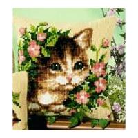 Vervaco Cross Stitch Kit Cushion Kit Kitten & Flowers