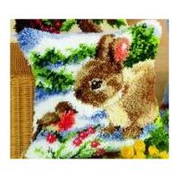 vervaco latch hook cushion kit winter scene rabbit robin
