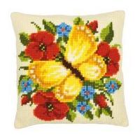 Vervaco Cross Stitch Kit Cushion Kit Yellow Butterfly
