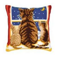 vervaco cross stitch kit cushion kit winter scene cat kittens