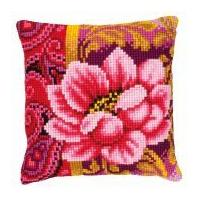 Vervaco Cross Stitch Kit Cushion Kit Pink Flower