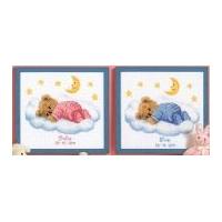Vervaco Counted Cross Stitch Kit Birth Record Teddy on Clouds