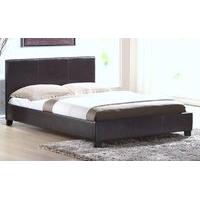 venice faux leather bed frame king size faux leather brown