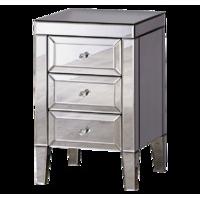 Veneto 3 Drawer Mirrored Bedside Table