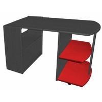 verona graphite pull out desk with red