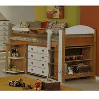 Verona Designs Maximus Midsleeper White + Desk + 3 + 2 Chest + Bookcase