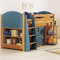 Verona Designs Midsleeper Blue + Desk + 3 + 2 Chest + Bookcase