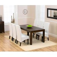 Verona 180cm Dark Solid Oak Extending Dining Table with 8 Dakota Chairs