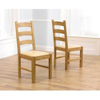 Vermont Solid Oak and Cream Leather Dining Chairs (Pair)