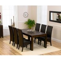 Verona 180cm Dark Solid Oak Dining Table with Brown Dakota Chairs
