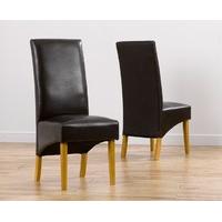 Venezia Brown Faux Leather Dining Chairs (Pair)