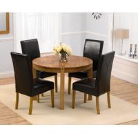 Verona 110cm Solid Oak Round Dining Table and Rustique Chairs