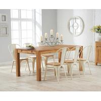 Verona 150cm Solid Oak Extending Dining Table with Tolix Industrial Style Dining Chairs