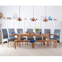 verona 180cm extending solid oak dining table with benches and cannes  ...