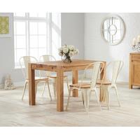 verona 120cm solid oak extending dining table with tolix industrial st ...