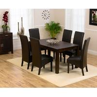 verona 150cm dark solid oak extending dining table with dakota chairs