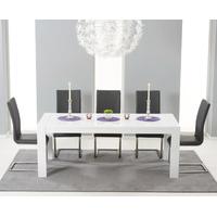 Venice 200cm White High Gloss Extending Dining Table with Charcoal Grey Malaga Chairs