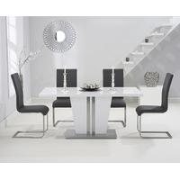 Venus 160cm White High Gloss Dining Table with Malaga Chairs