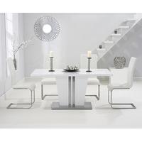 Venus 160cm White High Gloss Dining Table with Ivory-White Malaga Chairs