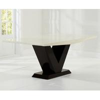 Verbier 180cm Cream and Brown V Pedestal Marble Dining Table