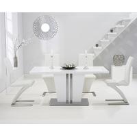 venus 160cm white high gloss dining table with ivory white hampstead z ...