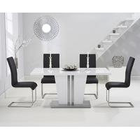 Venus 160cm White High Gloss Dining Table with Black Malaga Chairs