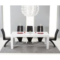 Venice 200cm White High Gloss Extending Dining Table with Hampstead Z Chairs