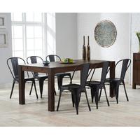 Verona 180cm Dark Solid Oak Extending Dining Table with Tolix Industrial Style Dining Chairs