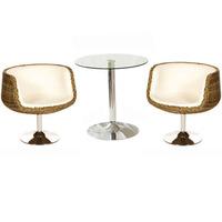 Vetro Glass Bistro Table With 2 Aquila Cream Chairs