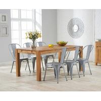 Verona 180cm Solid Oak Extending Dining Table with Tolix Industrial Style Dining Chairs