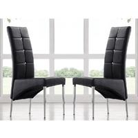 Vesta Modern Dining Chair In Black Faux Leather In A Pair