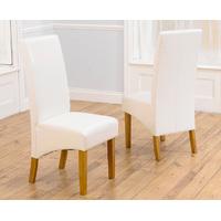 Venezia Ivory White Faux Leather Dining Chairs (Pair)