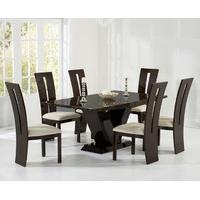 Verbier 180cm Brown V Pedestal Marble Dining Table with Verbier Chairs