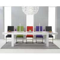 venice 200cm white high gloss extending dining table with malaga chair ...