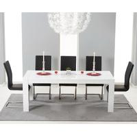 Venice 200cm White High Gloss Extending Dining Table with Black Malaga Chairs