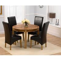 Verona 110cm Solid Oak Round Dining Table with Brown Cannes Chairs